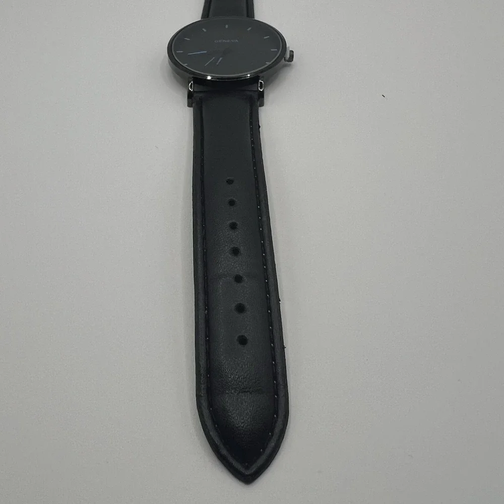 Geneva Mens Fashion Casual Quartz Wrist Watch Black Band Analog Classic Style